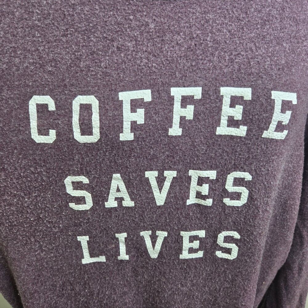 Wildfox Coffee Saves Lives Sweatshirt Womens XL Purple Graphic Pullover - Picture 2 of 11